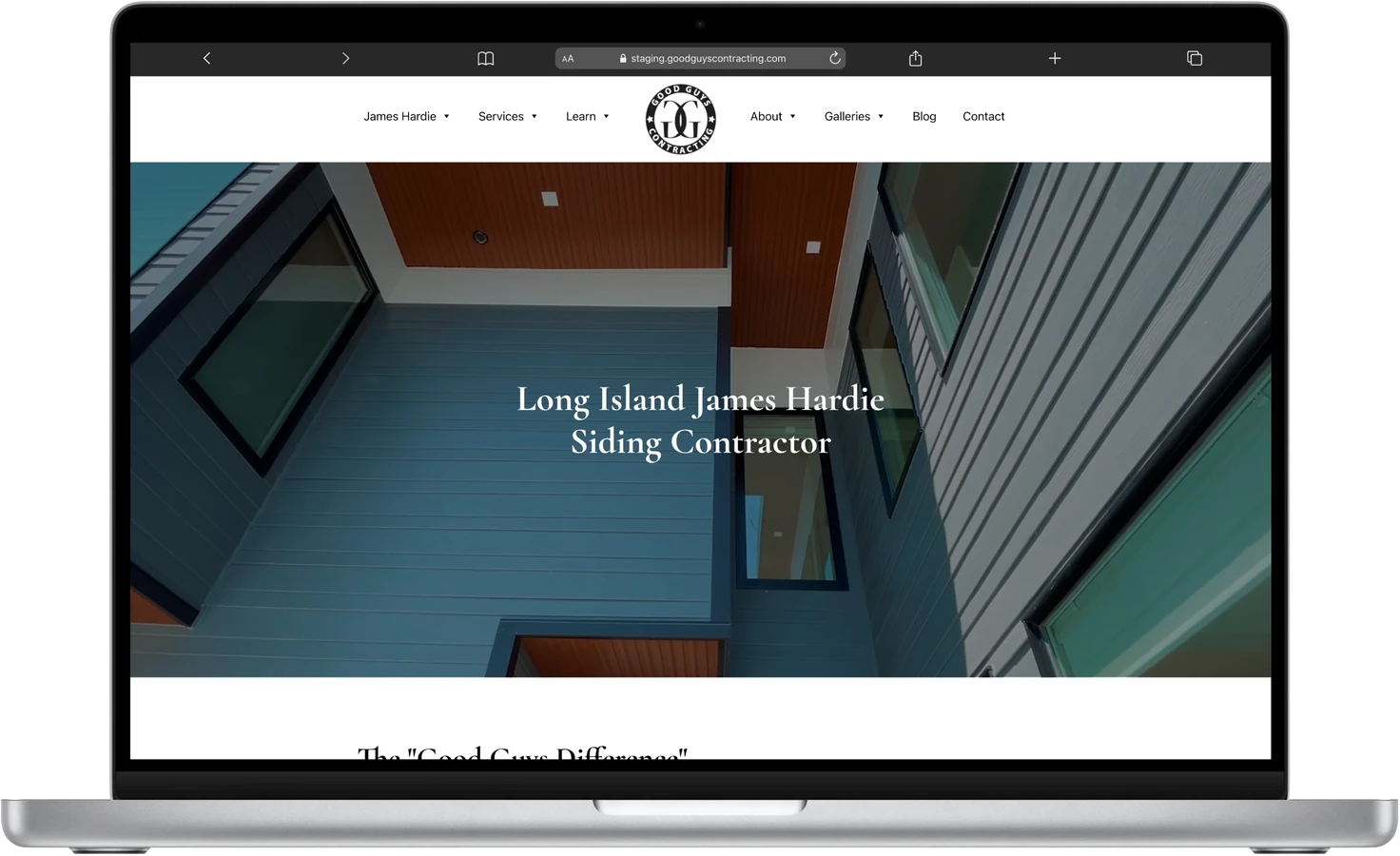 Good Guys Contracting homepage on a laptop