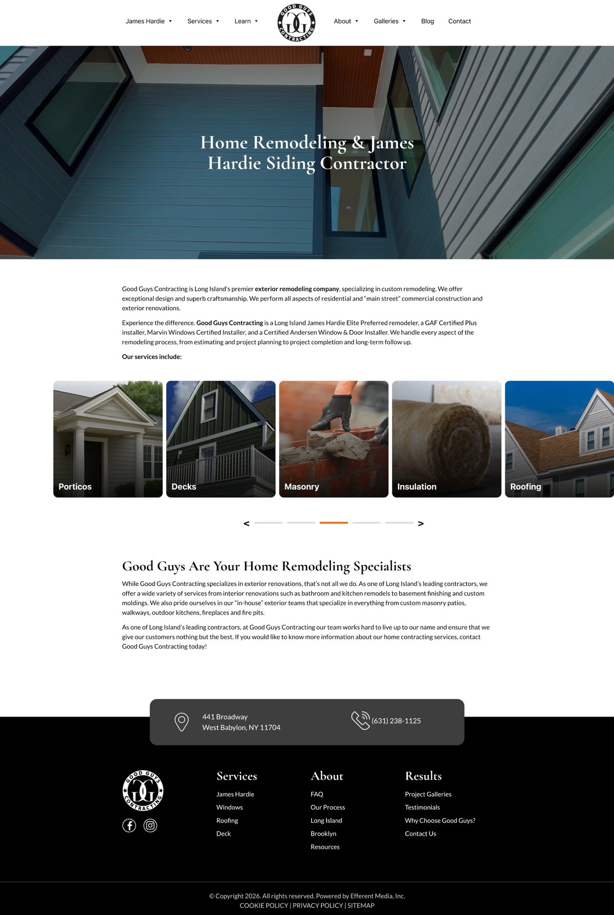 Good Guys Contracting services page