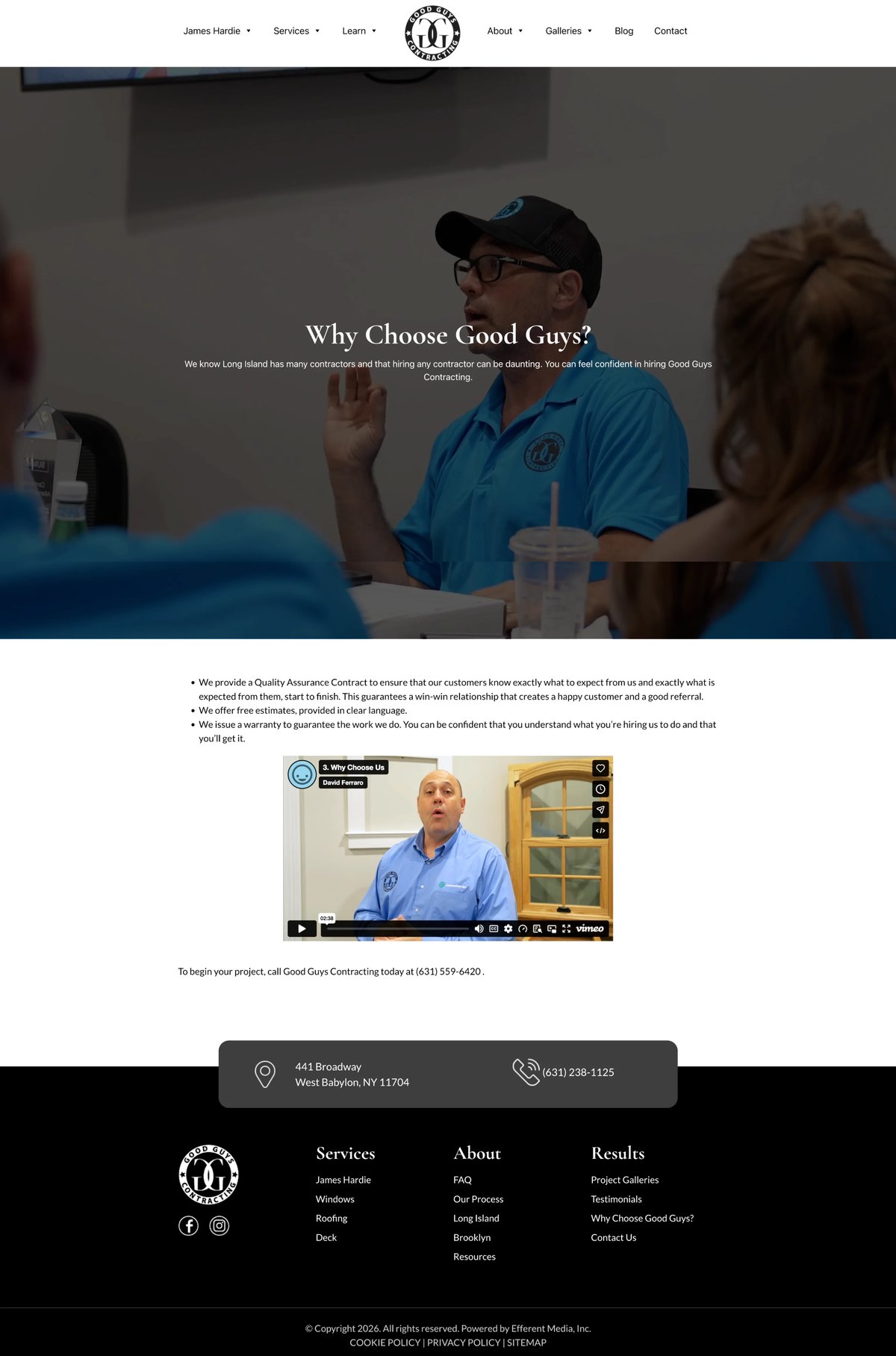 Good Guys Contracting Why Choose Us page